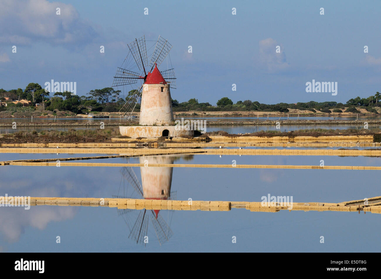 a beautiful mill in saline of Trapani, Sicily Stock Photo