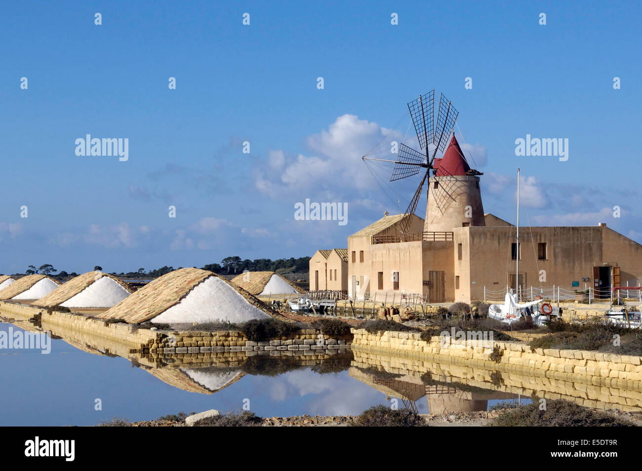 a beautiful mill in saline of Trapani, Sicily Stock Photo