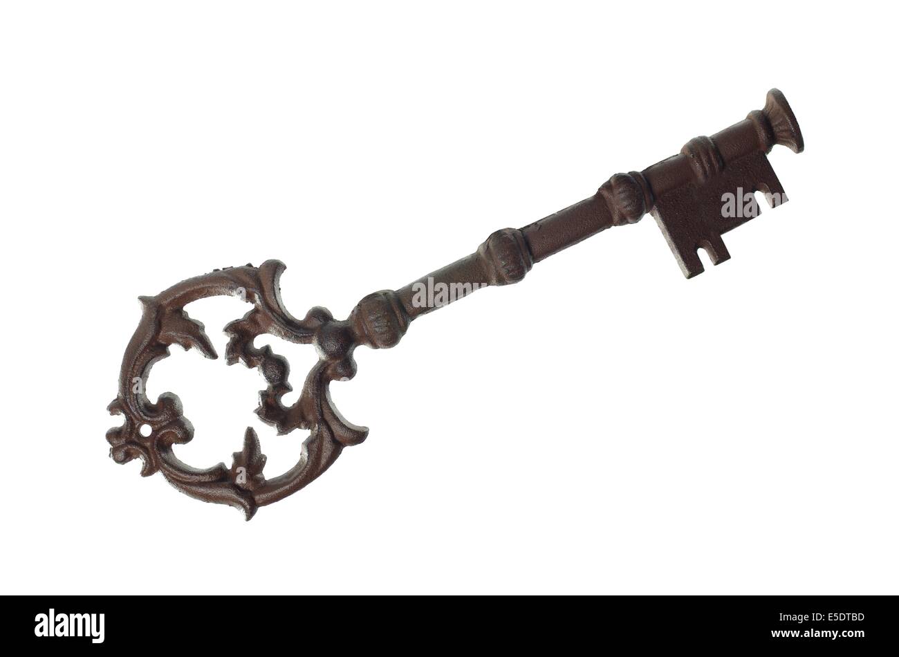 old rusty key on white background Stock Photo - Alamy