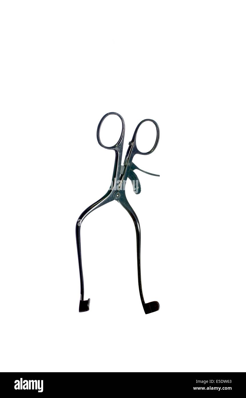 surgical pliers on white background Stock Photo