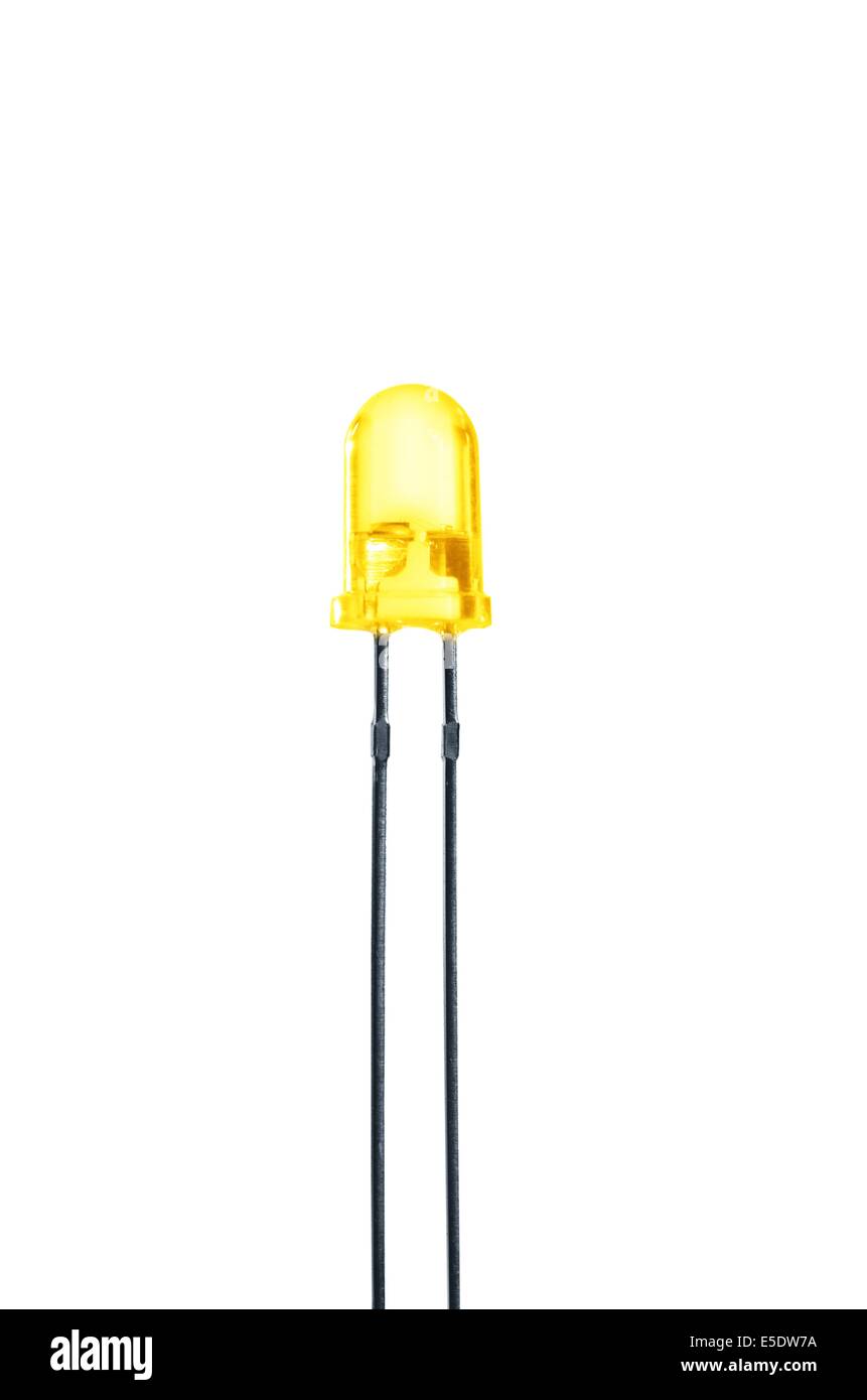 yellow diode on white background Stock Photo