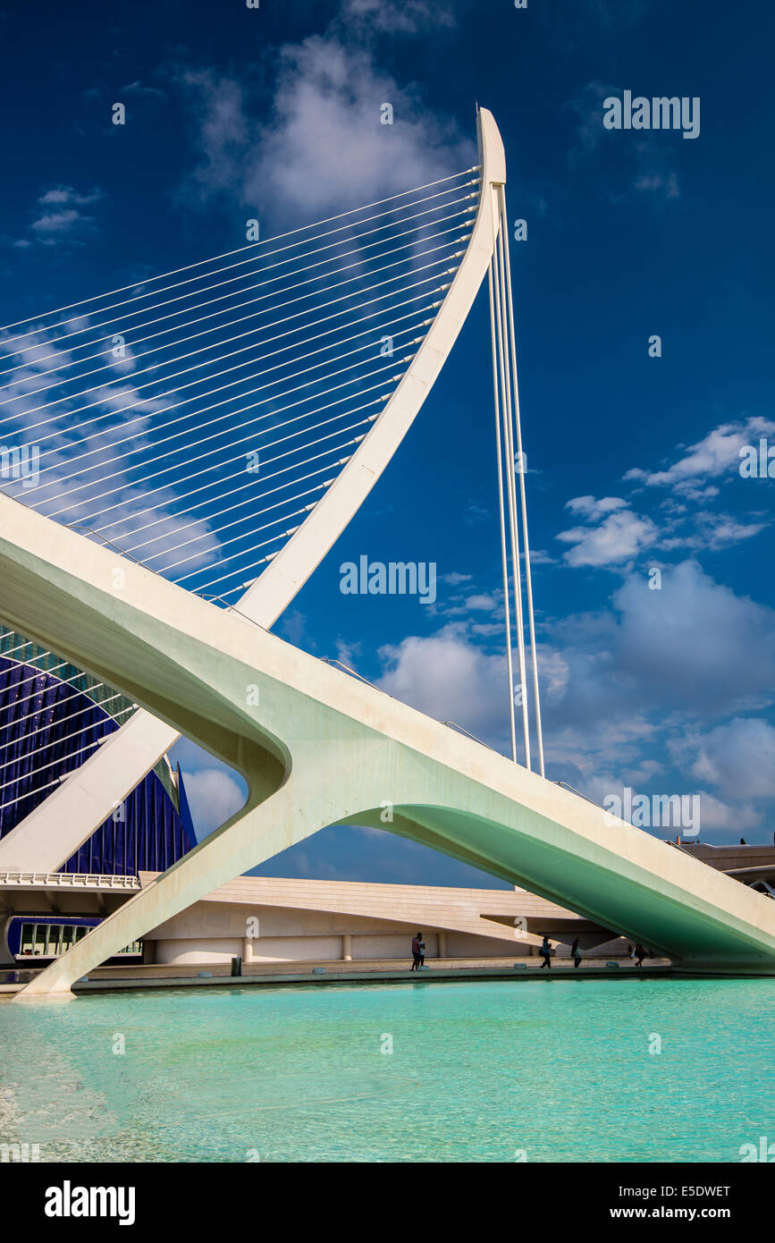 Puente de l'Assut de l'Or bridge, City of Arts and Sciences, Valencia, Comunidad Valenciana, Spain Stock Photo