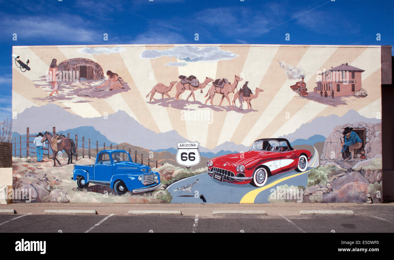 Route 66 mural in Kingman Arizona Stock Photo