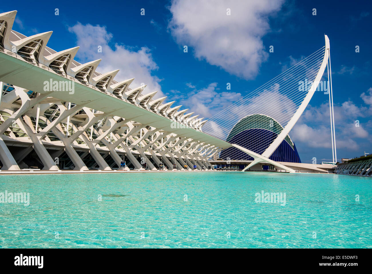 Science Museum and Puente de l'Assut de l'Or bridge, City of Arts and Sciences, Valencia, Comunidad Valenciana, Spain Stock Photo