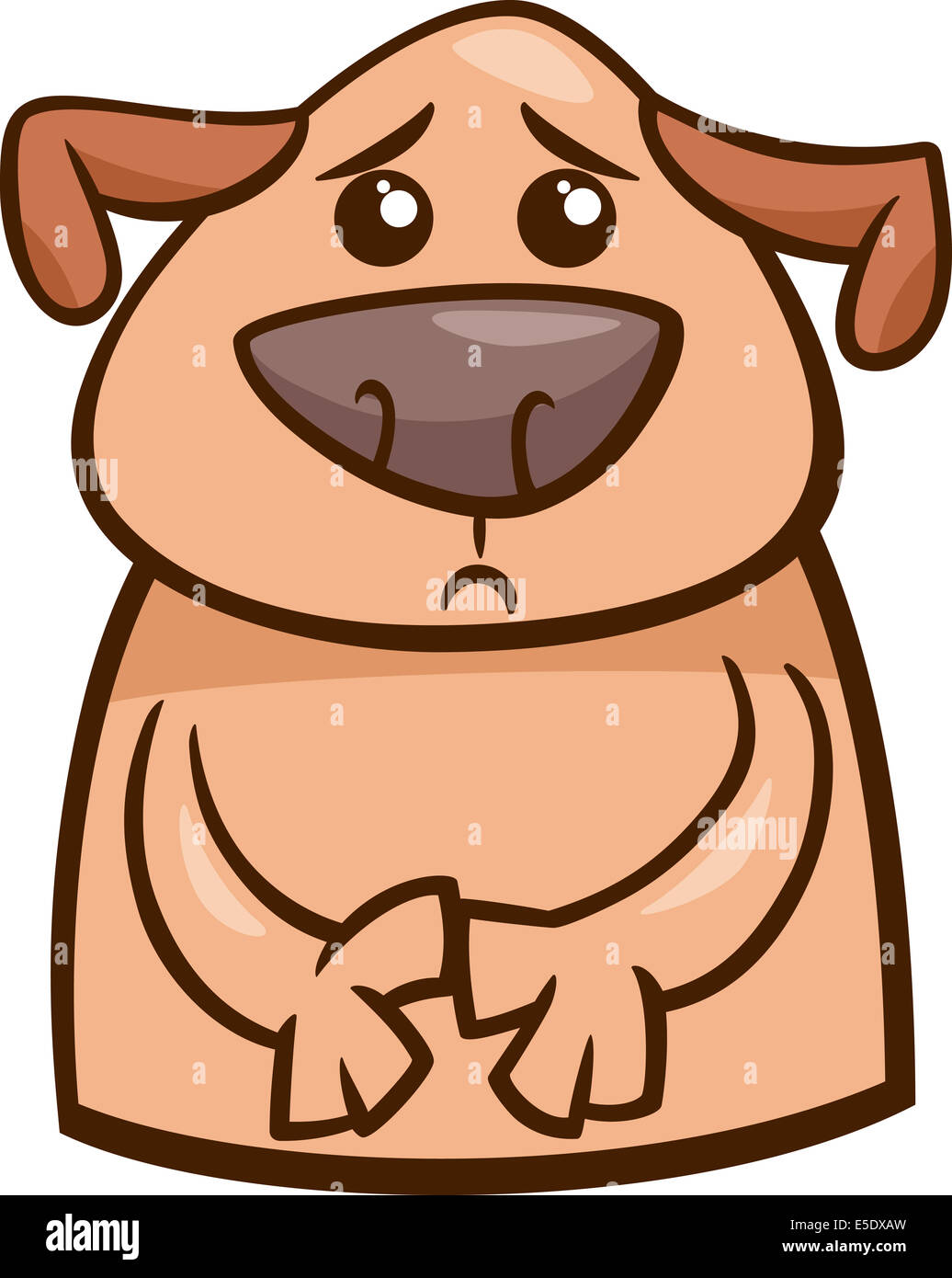 Cartoon Illustration of Funny Dog Expressing Sad Mood or Emotion Stock Photo