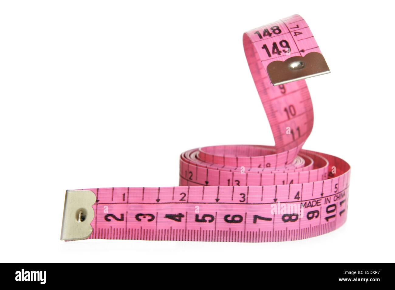 Pink Tape Measure On White Background Stock Photo 2313612577