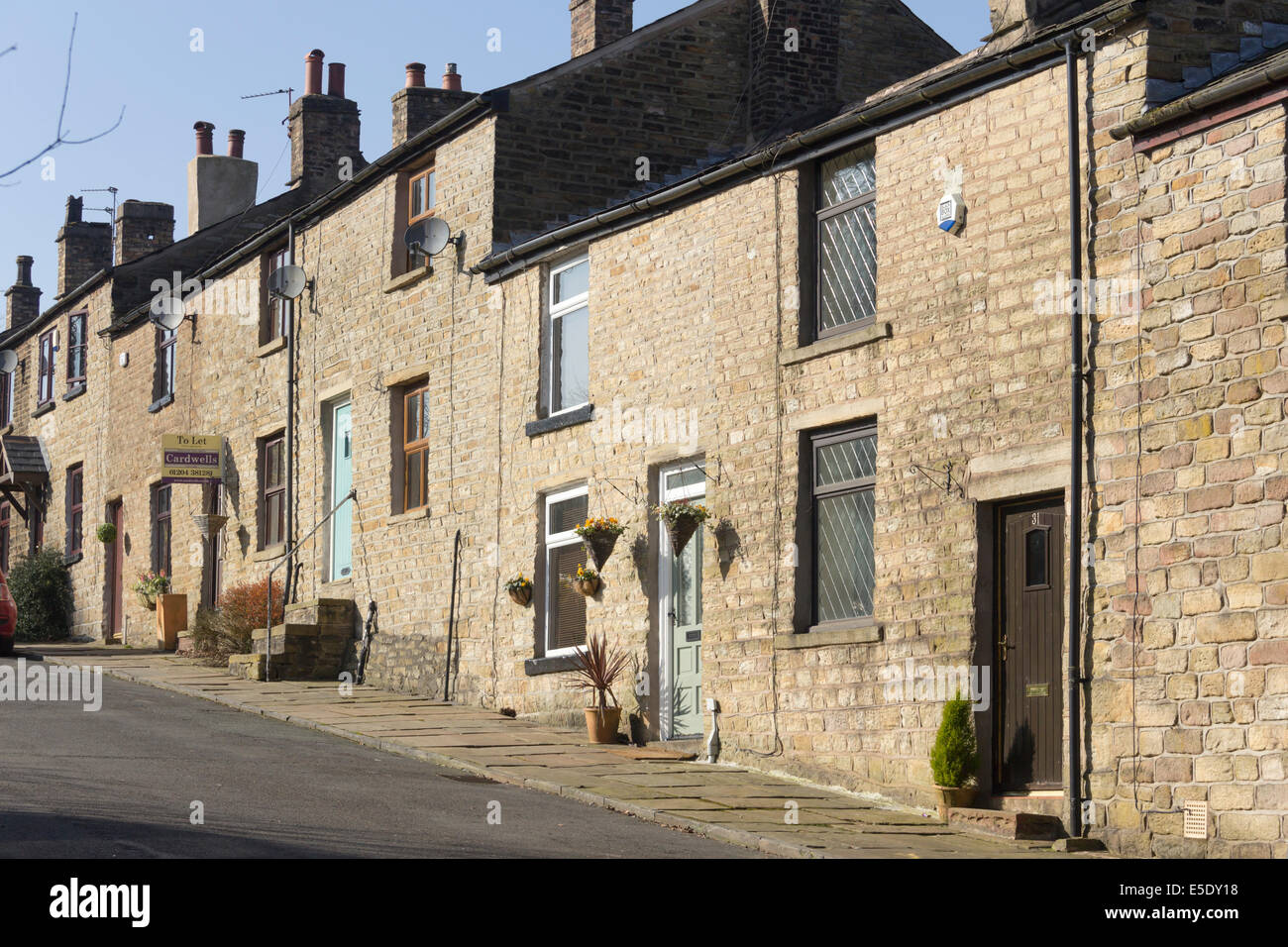 19th century terraced cottages on Maria Square, Belmont, Lancashire, a
