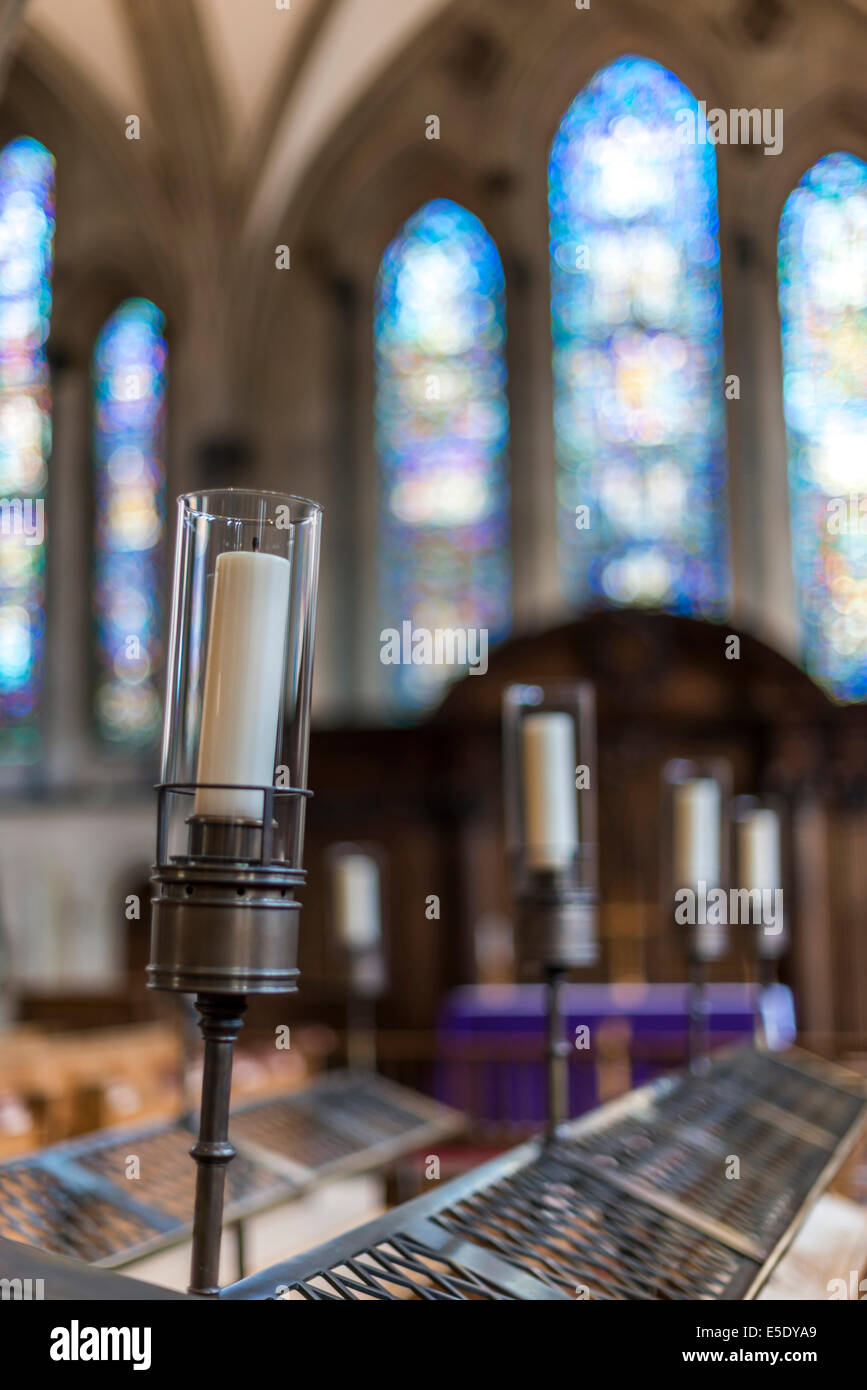 Candles at The Temple Church, a late 12th Century church in London located between Fleet Street