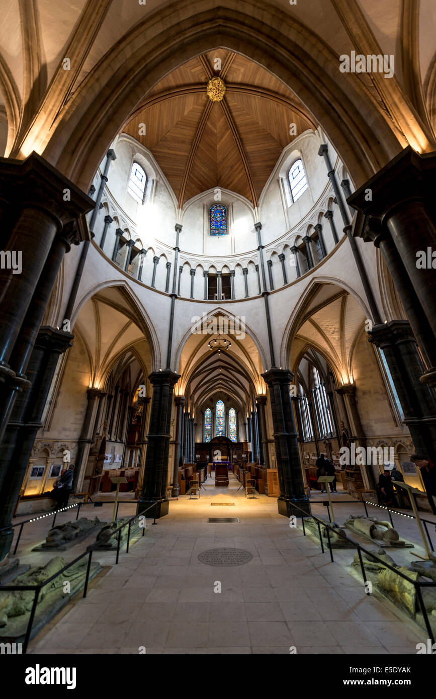 The rare circular nave of Temple Church. The Temple Church is a late