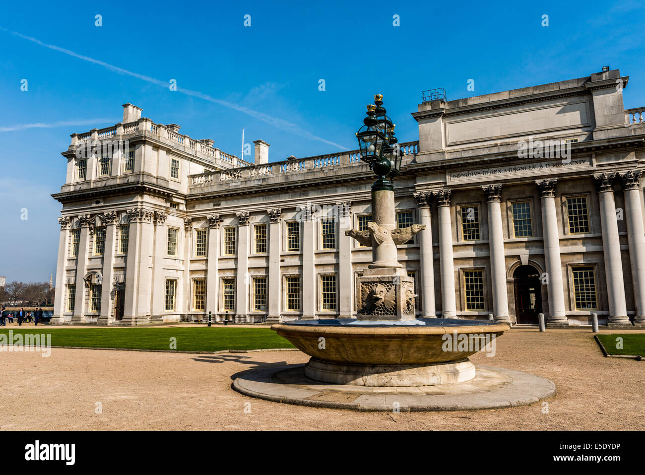 Dolphin fountain on the King Charles lawn by Philip Hardwick. Stock Photo