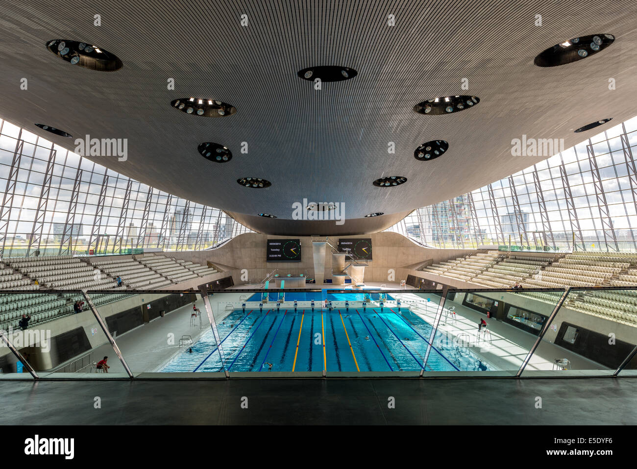 The London Aquatics Centre is an indoor facility with two swimming