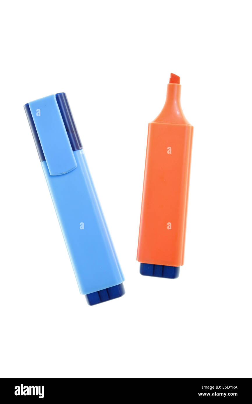 Two markers isolated over white background Stock Photo - Alamy