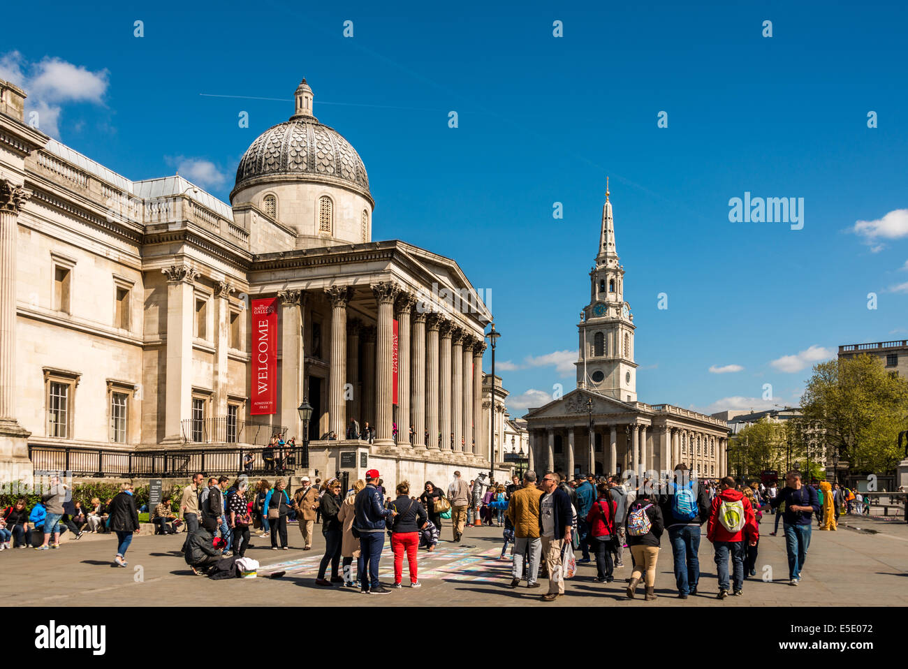 The National Gallery and St Martin in the Fields Church. The National Gallery is an art gallery