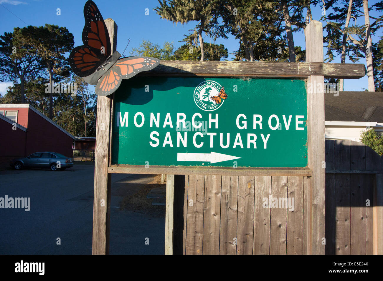 Entrance sign, the Monarch Butterfly Grove Sanctuary, Pacific Grove