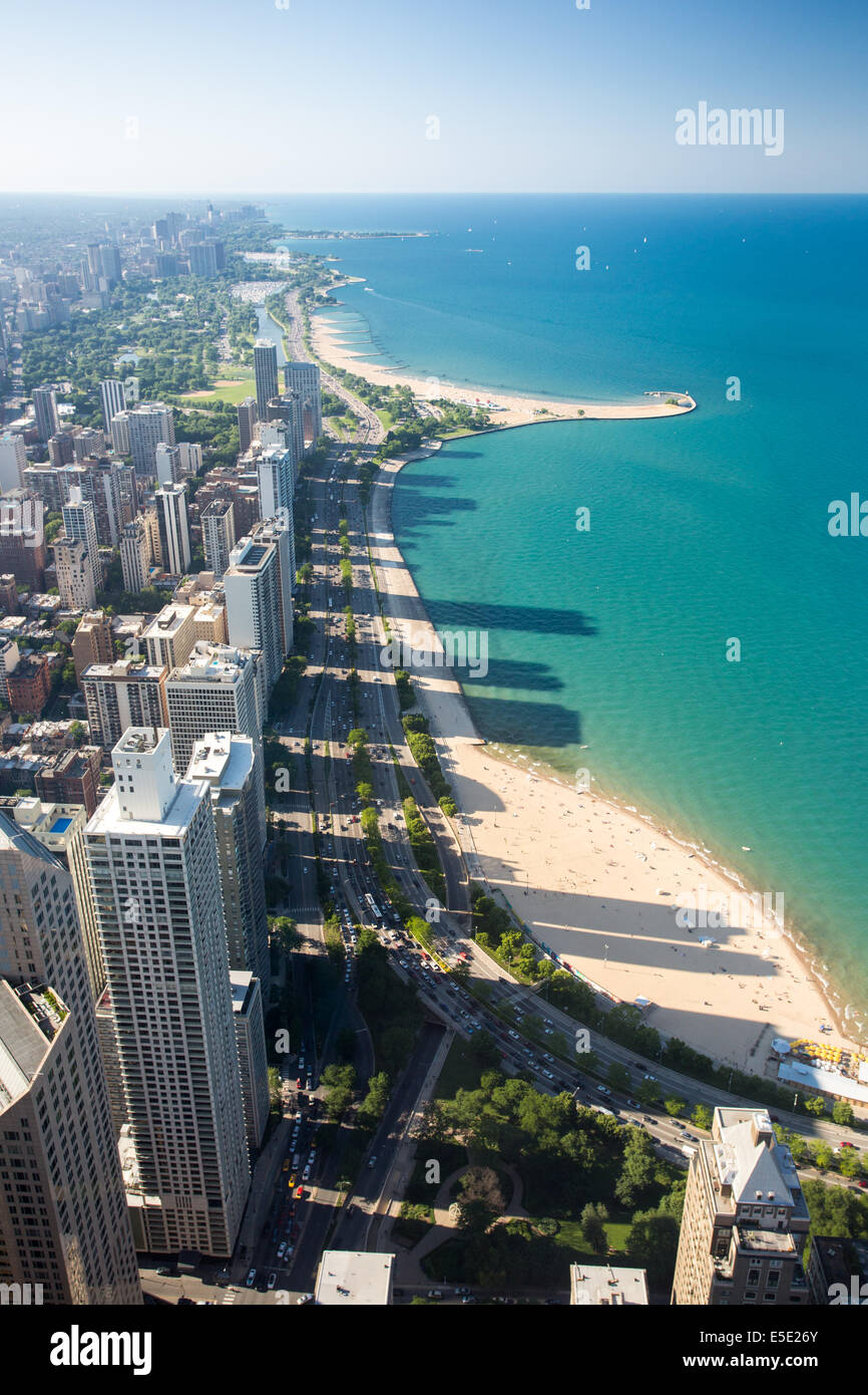 Chicago skyline on a hot clear summer day in Illinois, USA Stock Photo