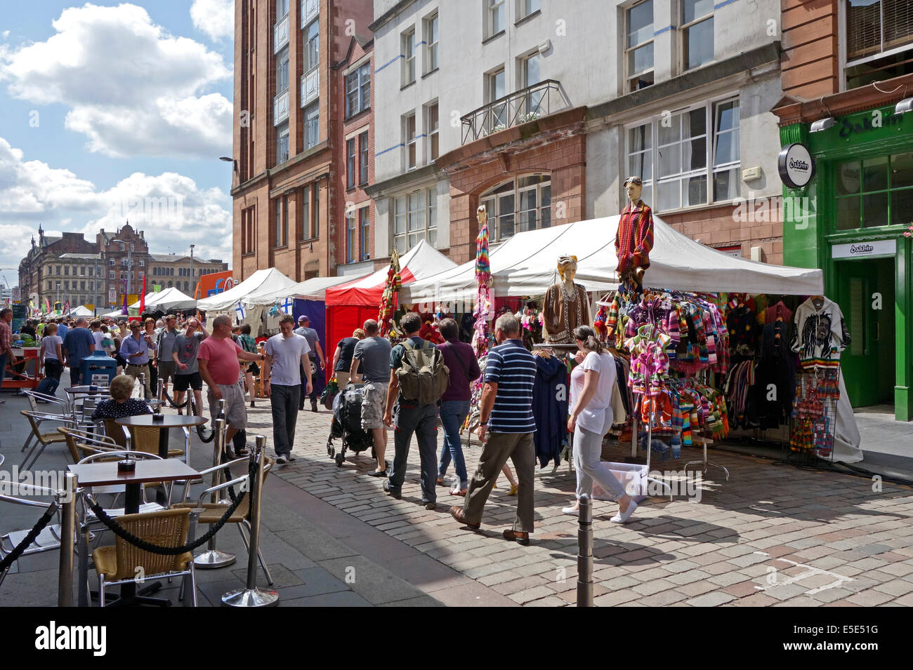 International market in Candleriggs in  the Merchant City Glasgow Scotland with stalls and restaurants Stock Photo