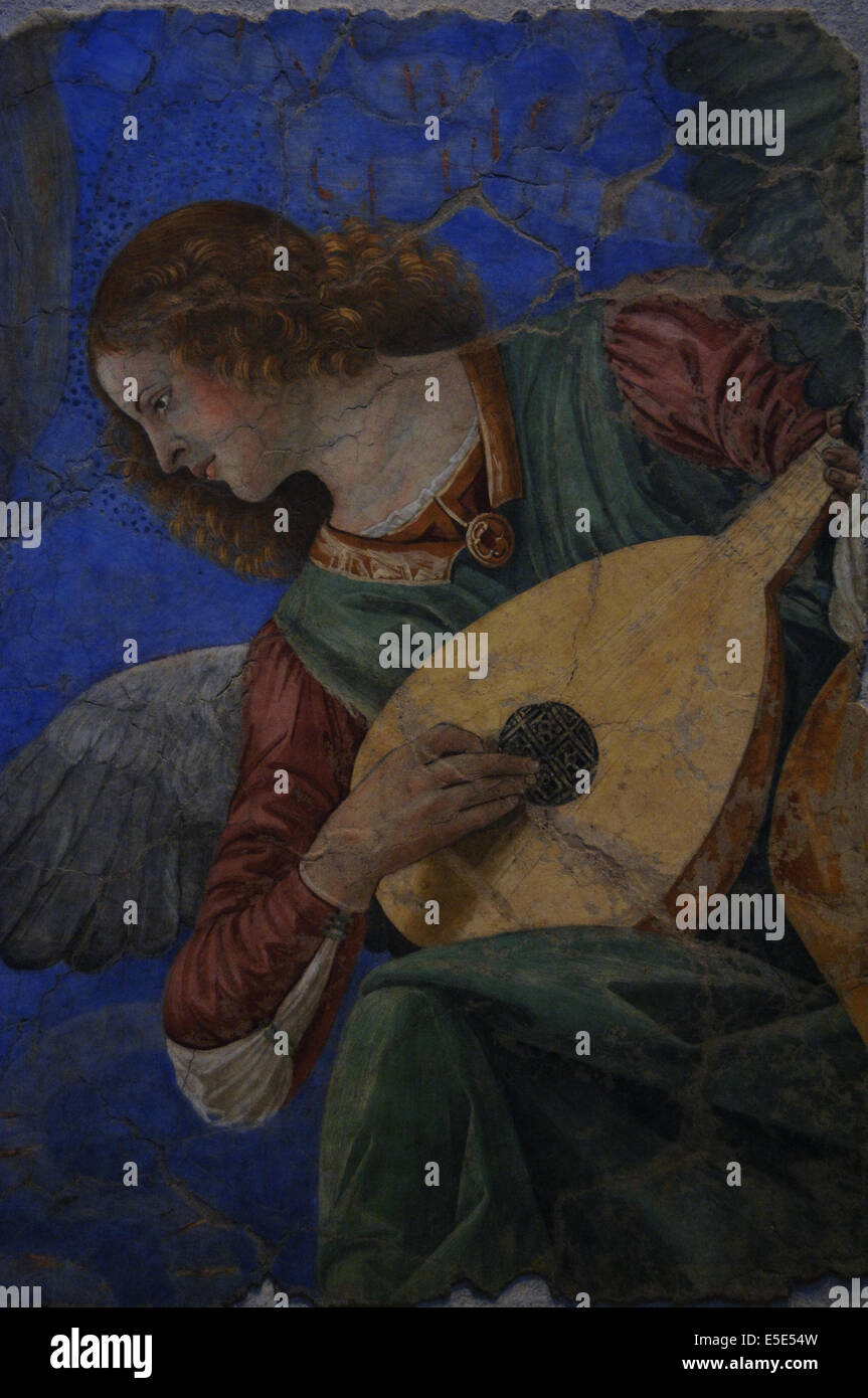 Melozzo da Forli (1438-1494). Italian painter. Fresco depicting an Angel playing a lute, c. 1480. Stock Photo