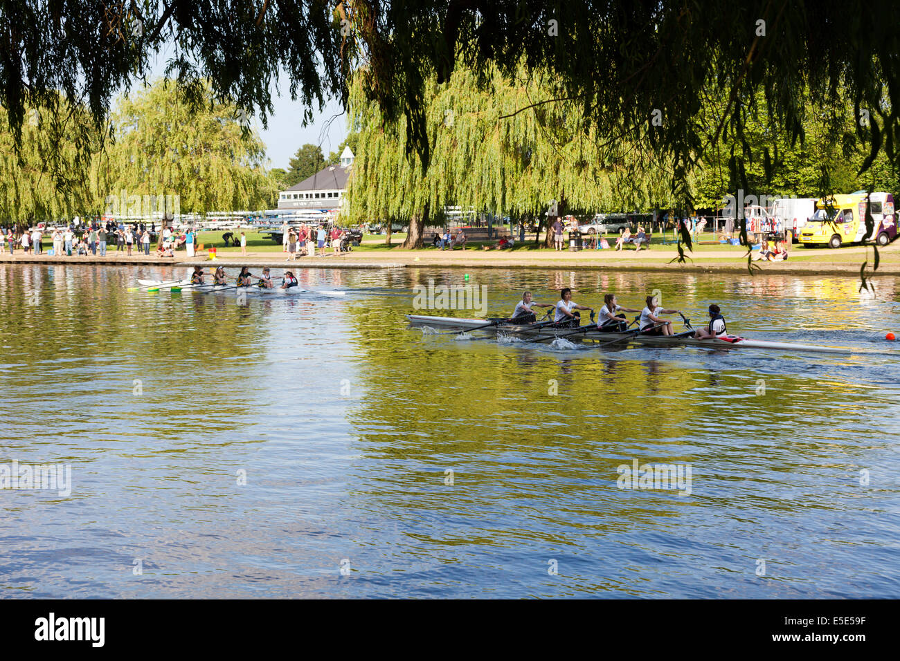 A rowing regatta on the River Avon at Stratford upon Avon, Warwickshire UK Stock Photo
