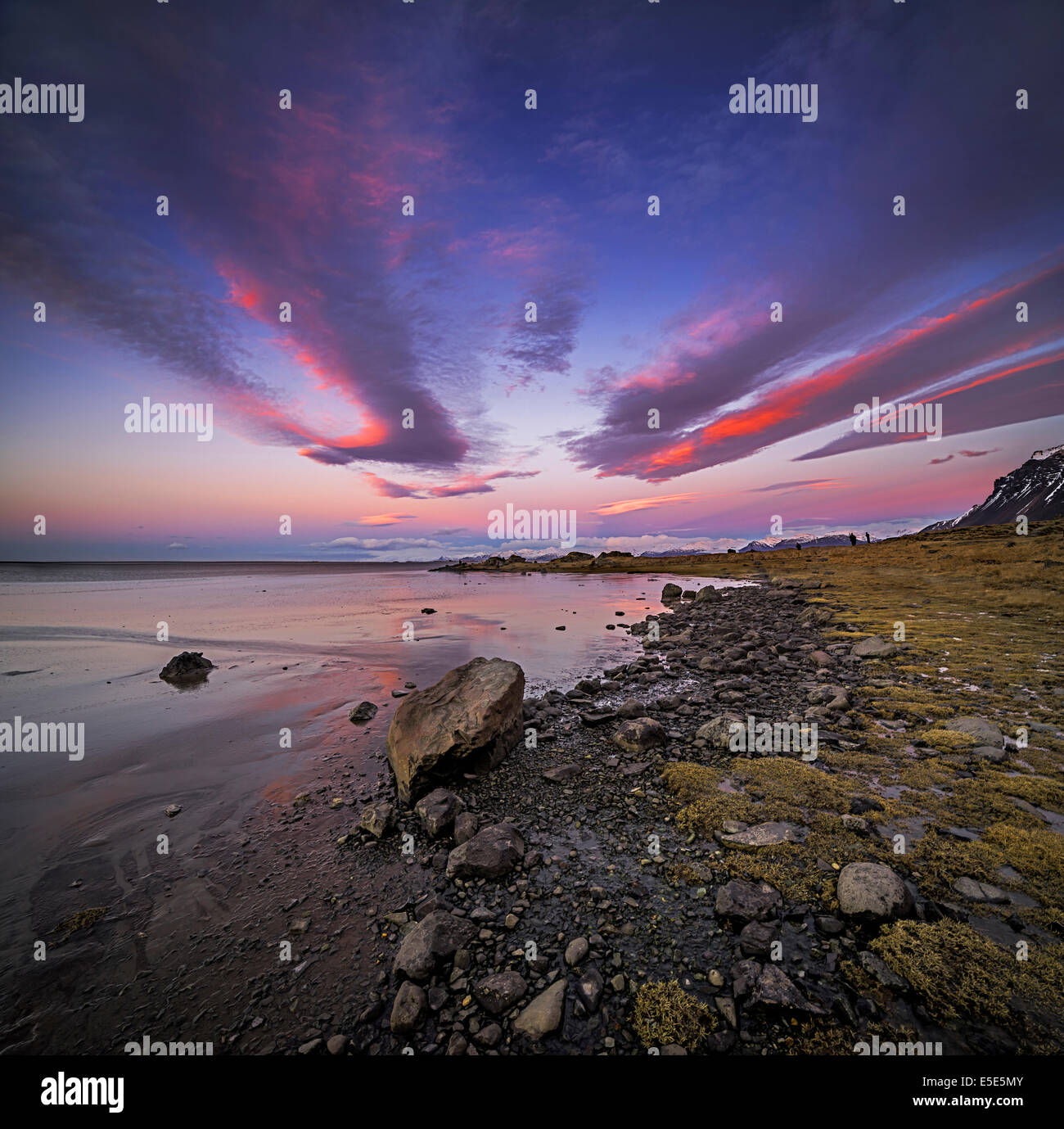 Sunset, Stokksnes, by Hofn and Hornafjordur, Iceland Stock Photo