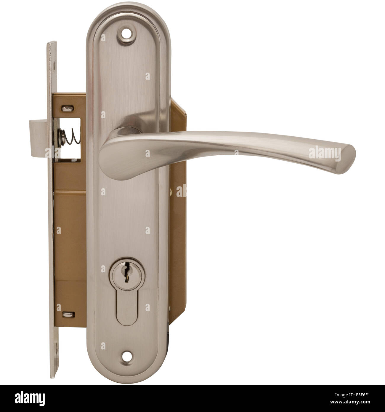 Door lock with handle isolated on white background Stock Photo - Alamy
