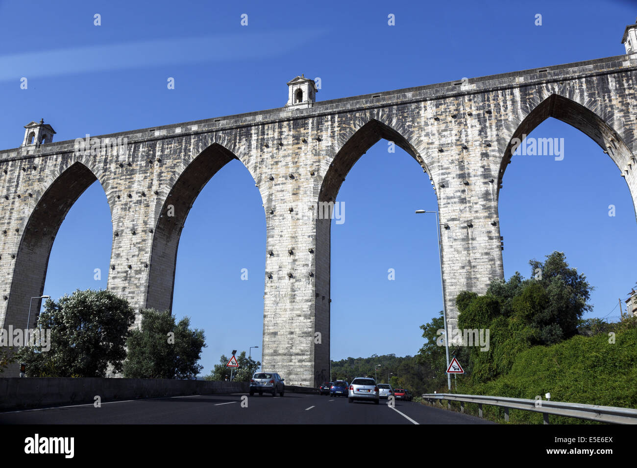 The Aguas Livres Aqueduct 'Aqueduct of the Free Waters' ia historic aqueduct in the city of Lisbon Portugal Stock Photo