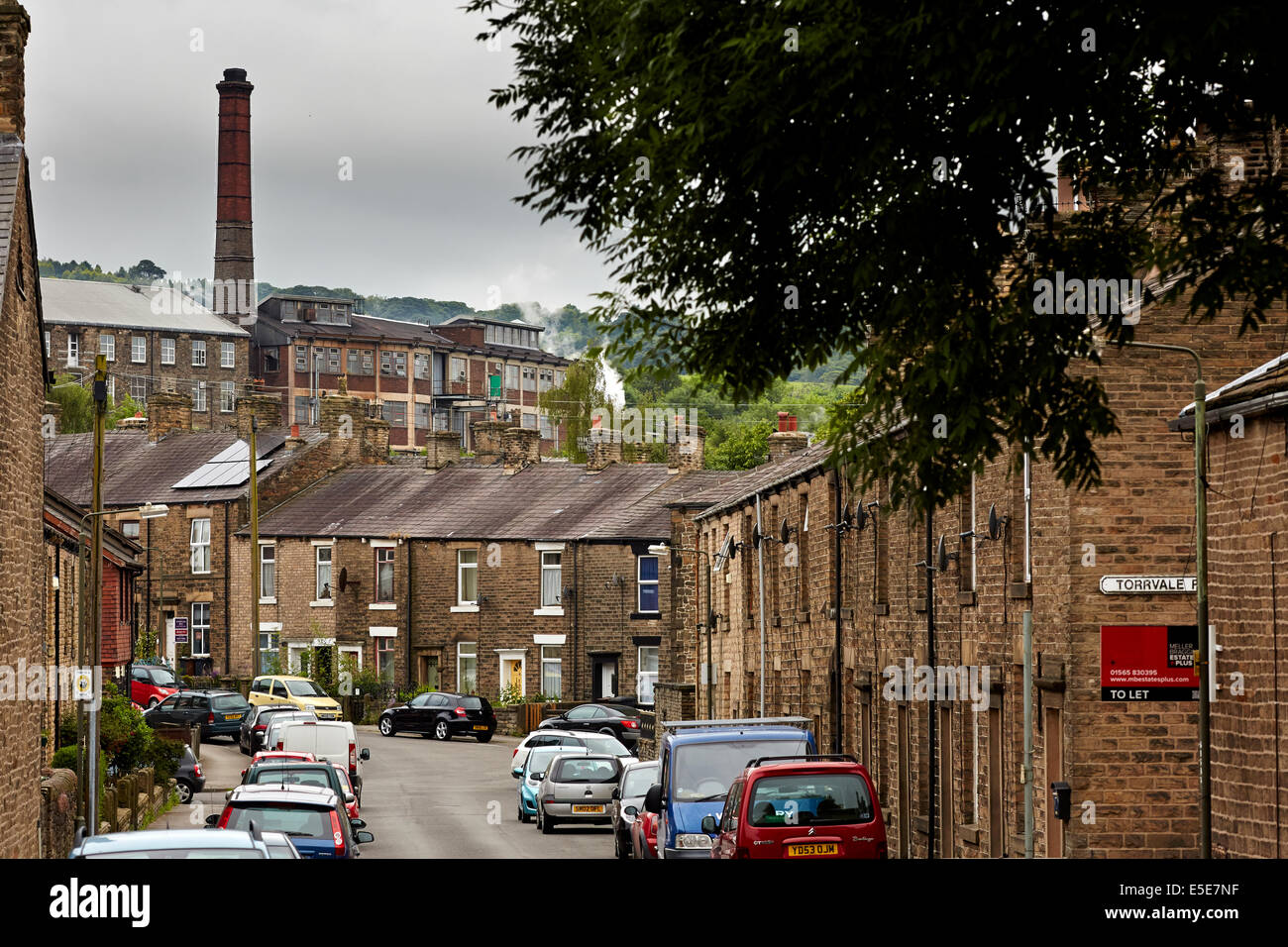 New Mills Derbyshire UK view of the towns famous sweet factory home