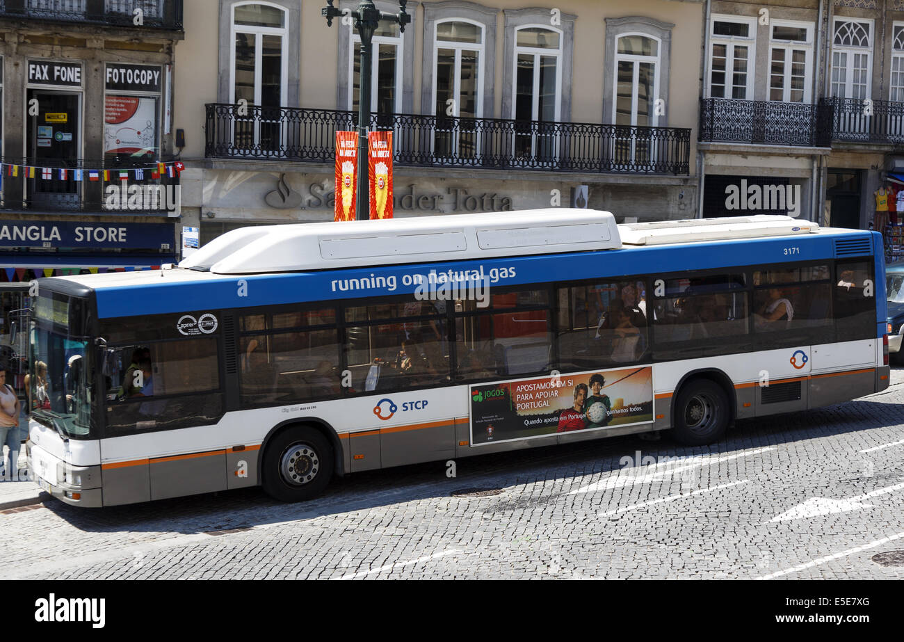 Natural gas fuelled bus in Porto Portugal Stock Photo