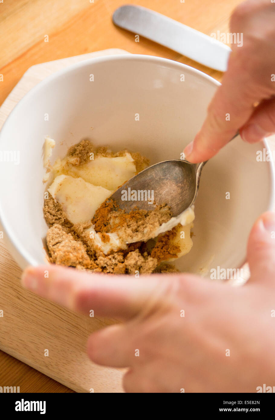 Step by step how to make Cinnamon Toast Stock Photo