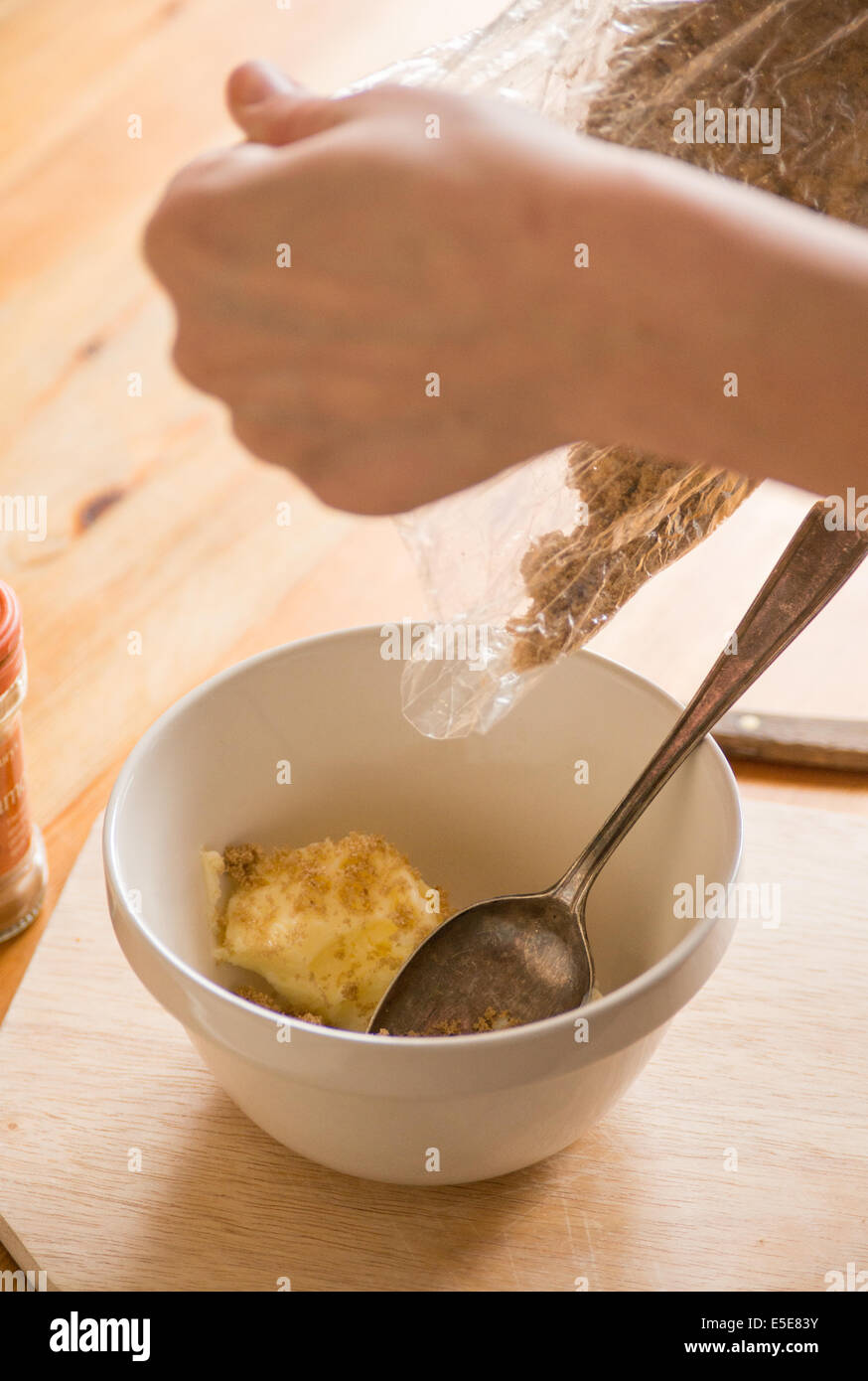 Step by step how to make Cinnamon Toast Stock Photo