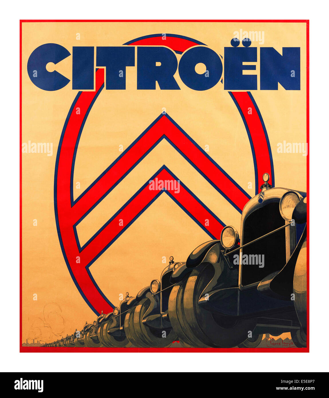 CITROËN 1928 vintage car poster by Pierre Louys for Citroen cars France Stock Photo