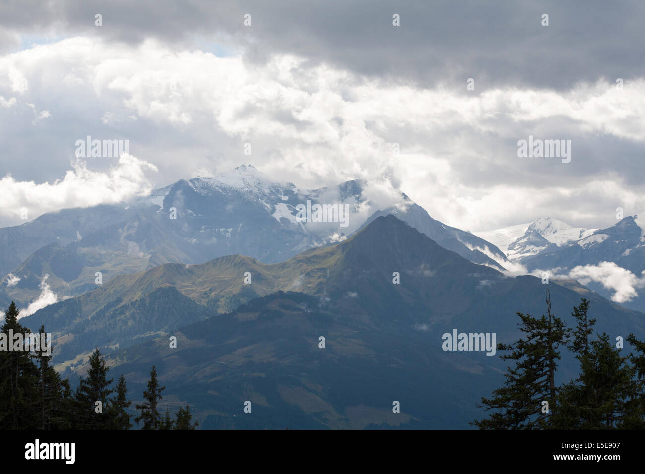 The  Hoher Tenn and Grosses Weisbachhorn   above The Zeller See  Zell am See Salzburgerland Austria Stock Photo