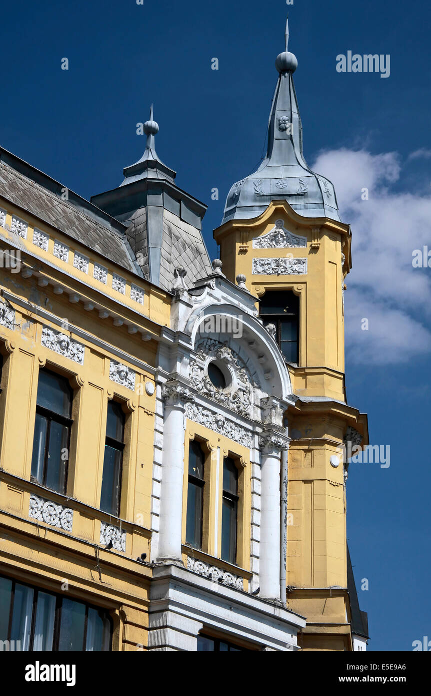 Facade of Wilhelminian style house in the town of Veszprem in Balaton, Hungary Stock Photo