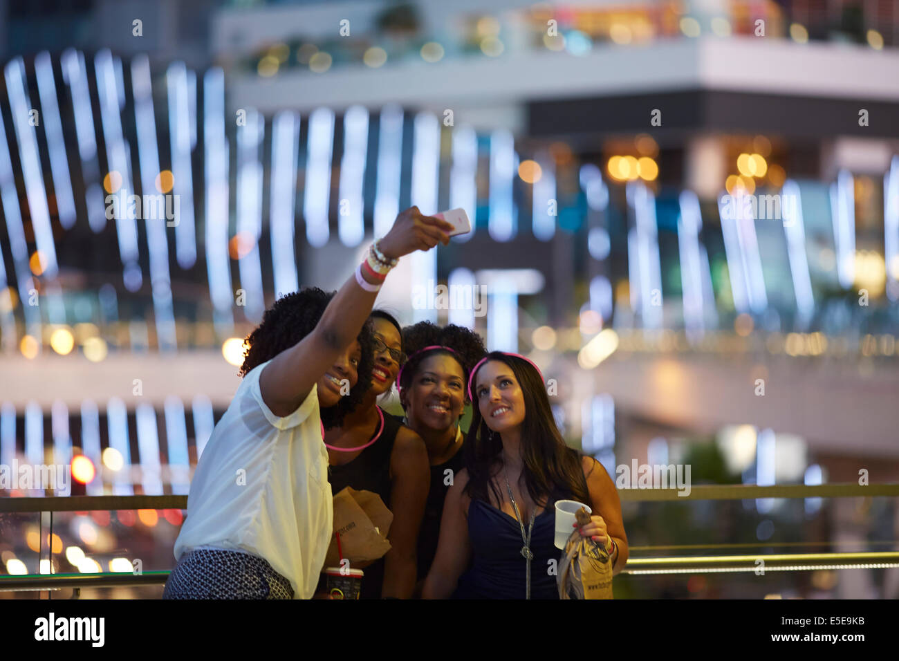Tourists take a selfie style holiday snapshot on the strip Las Vegas USA Stock Photo