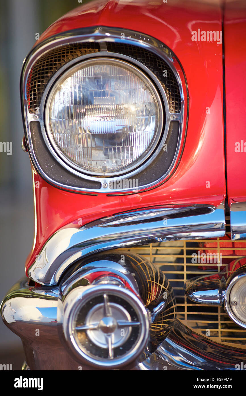 Second generation red 1957 Chevrolet Bel Air at Tropicana Las Vegas on the Strip, in the township of Paradise, Nevada USA Stock Photo