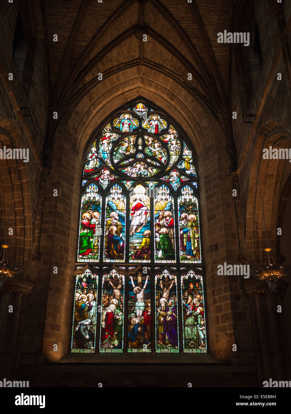St Giles Cathedral stained glass window Stock Photo