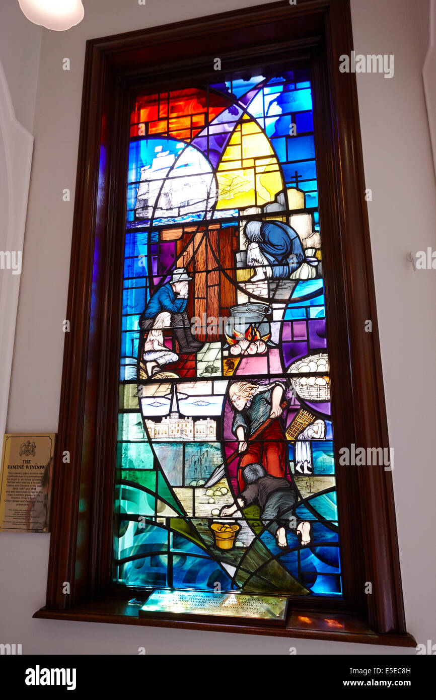 famine memorial stained glass window in Belfast city hall in city