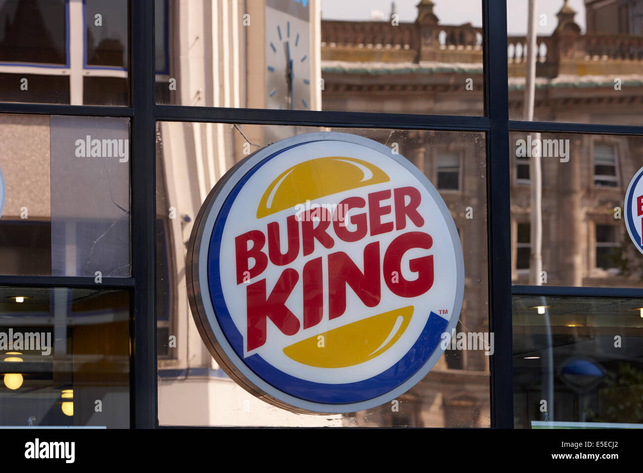 burger king fast food restaurant logo in Belfast city centre Stock Photo