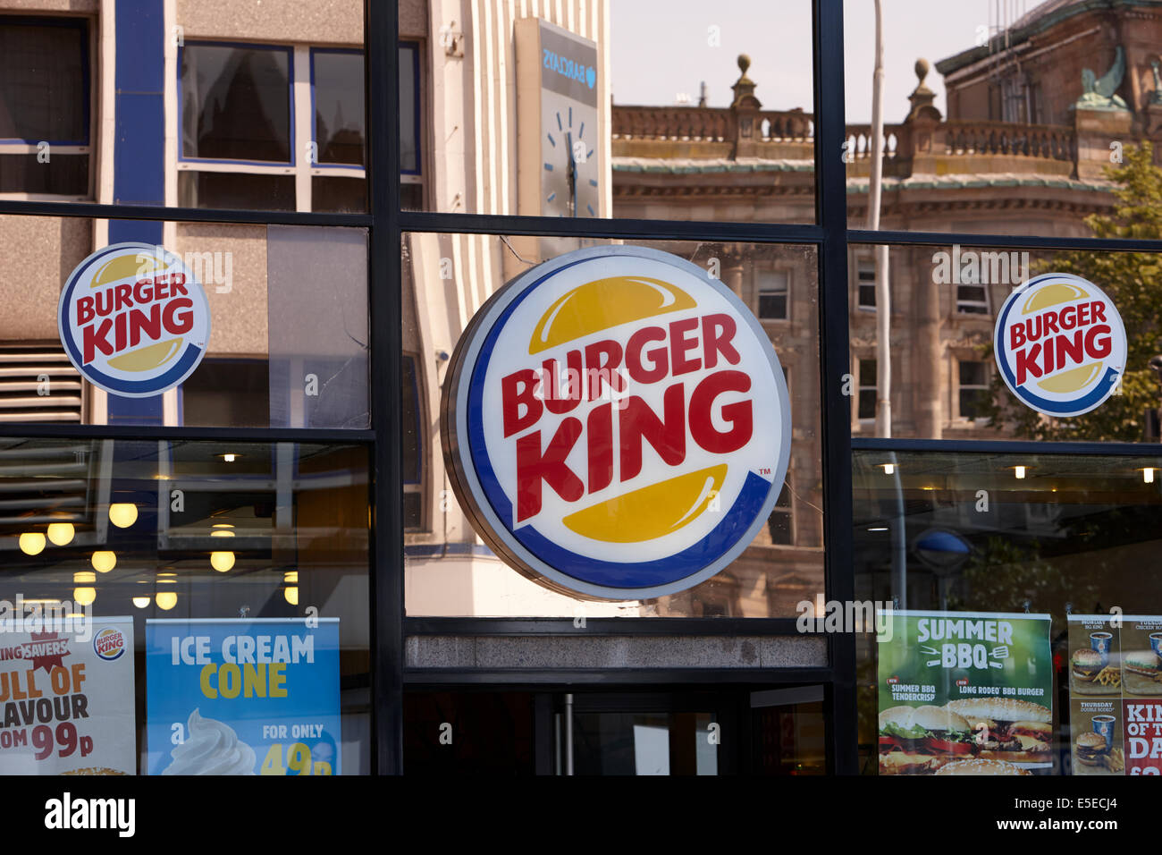 burger king fast food restaurant logo in Belfast city centre Stock Photo