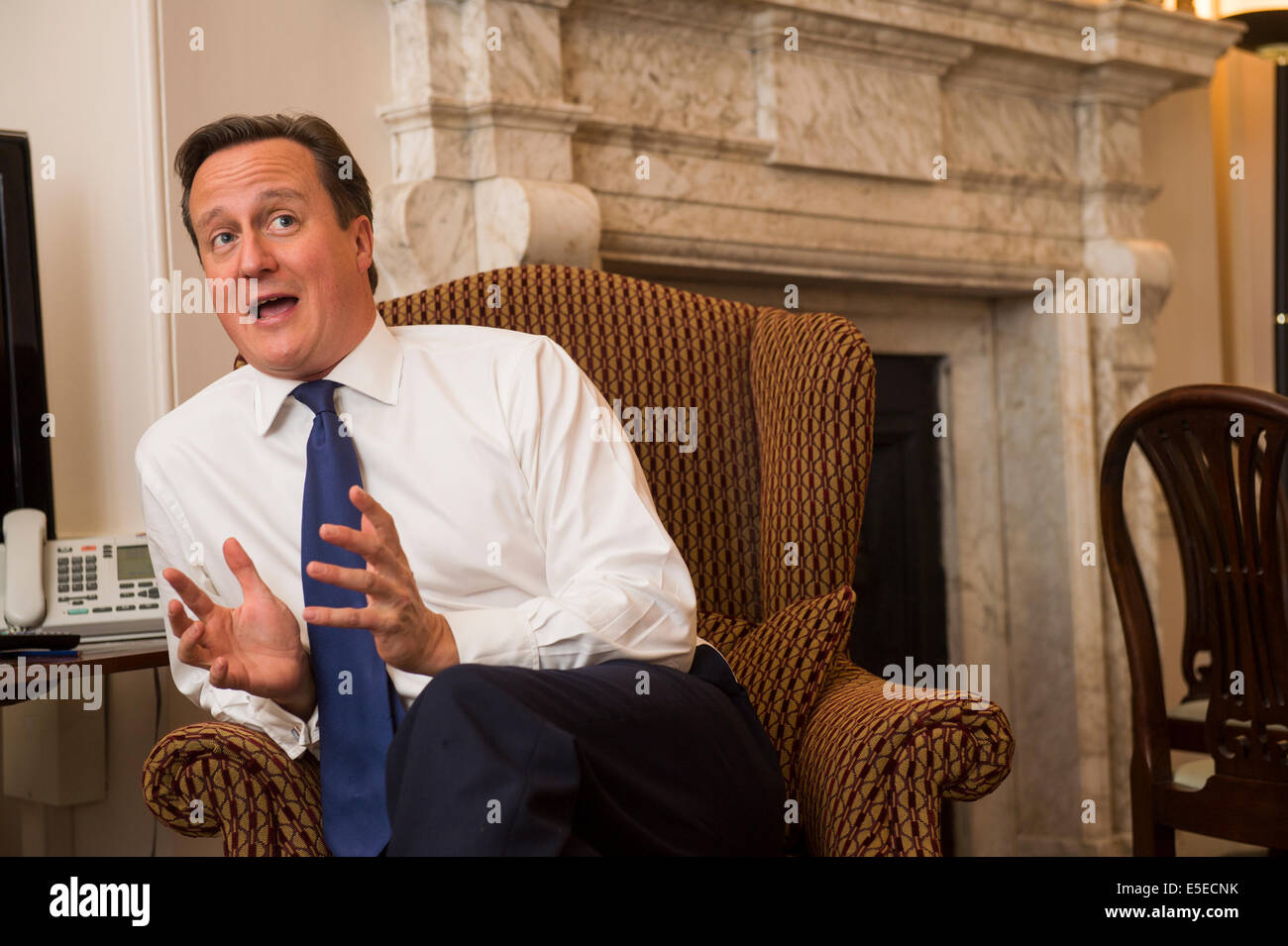 .David Cameron British Prime Minister in No 10 Downing Street Stock Photo