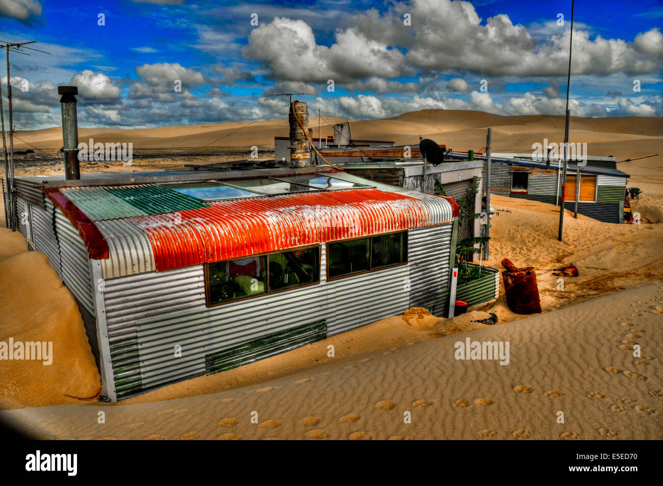 Tin City at Stockton Beach Stock Photo Alamy