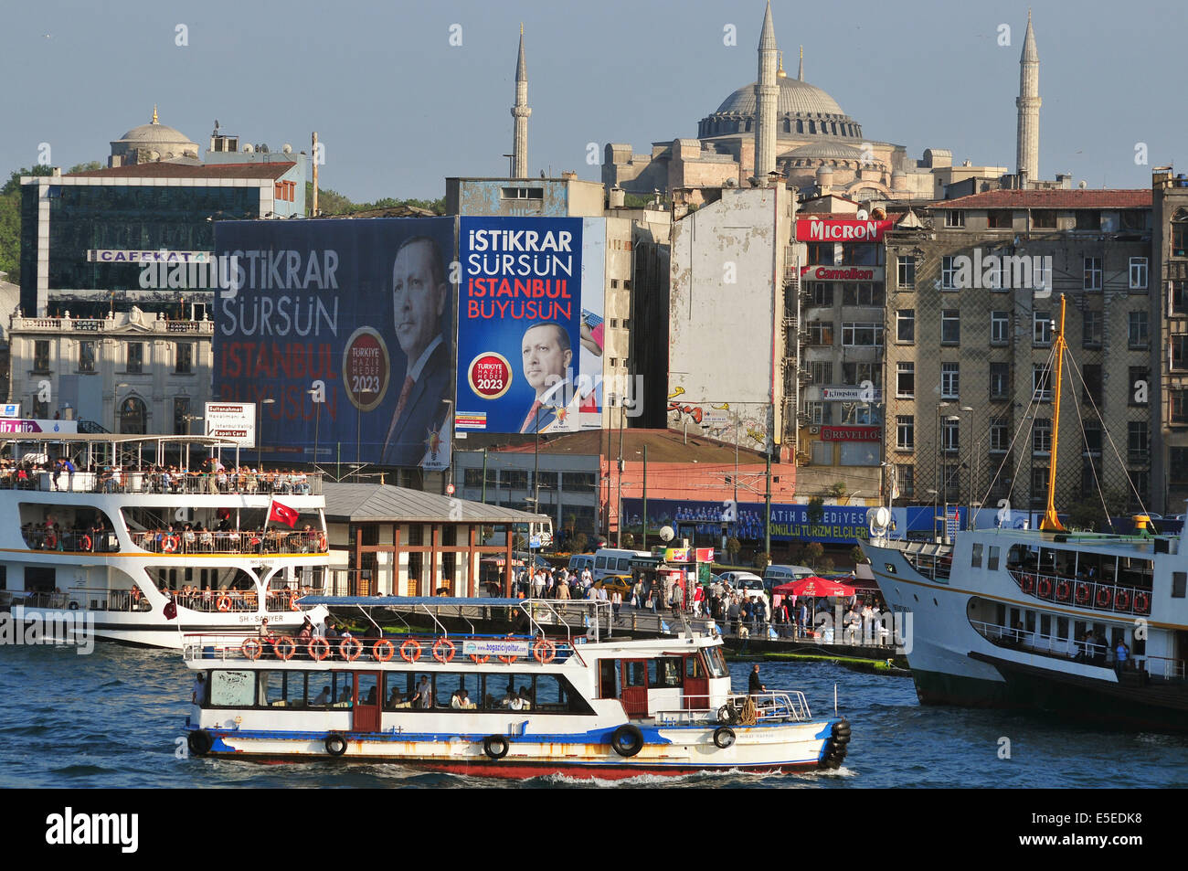 Large election campaign billboards of Turkey's ruling AKP party with portraits of AKP leader and current prime minister Recep Ta Stock Photo