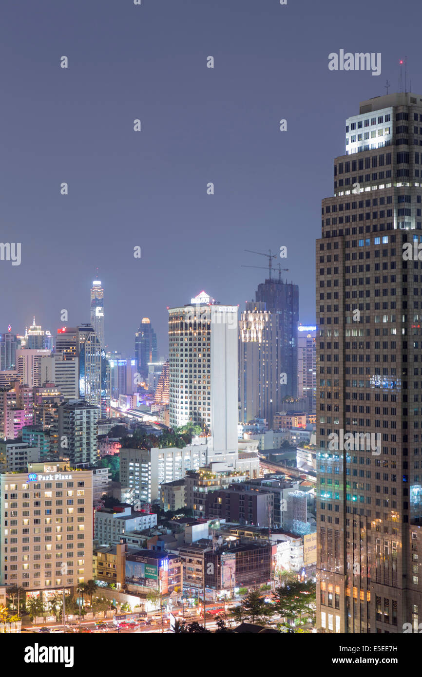 Central Bangkok skyline at night, Thailand Stock Photo - Alamy