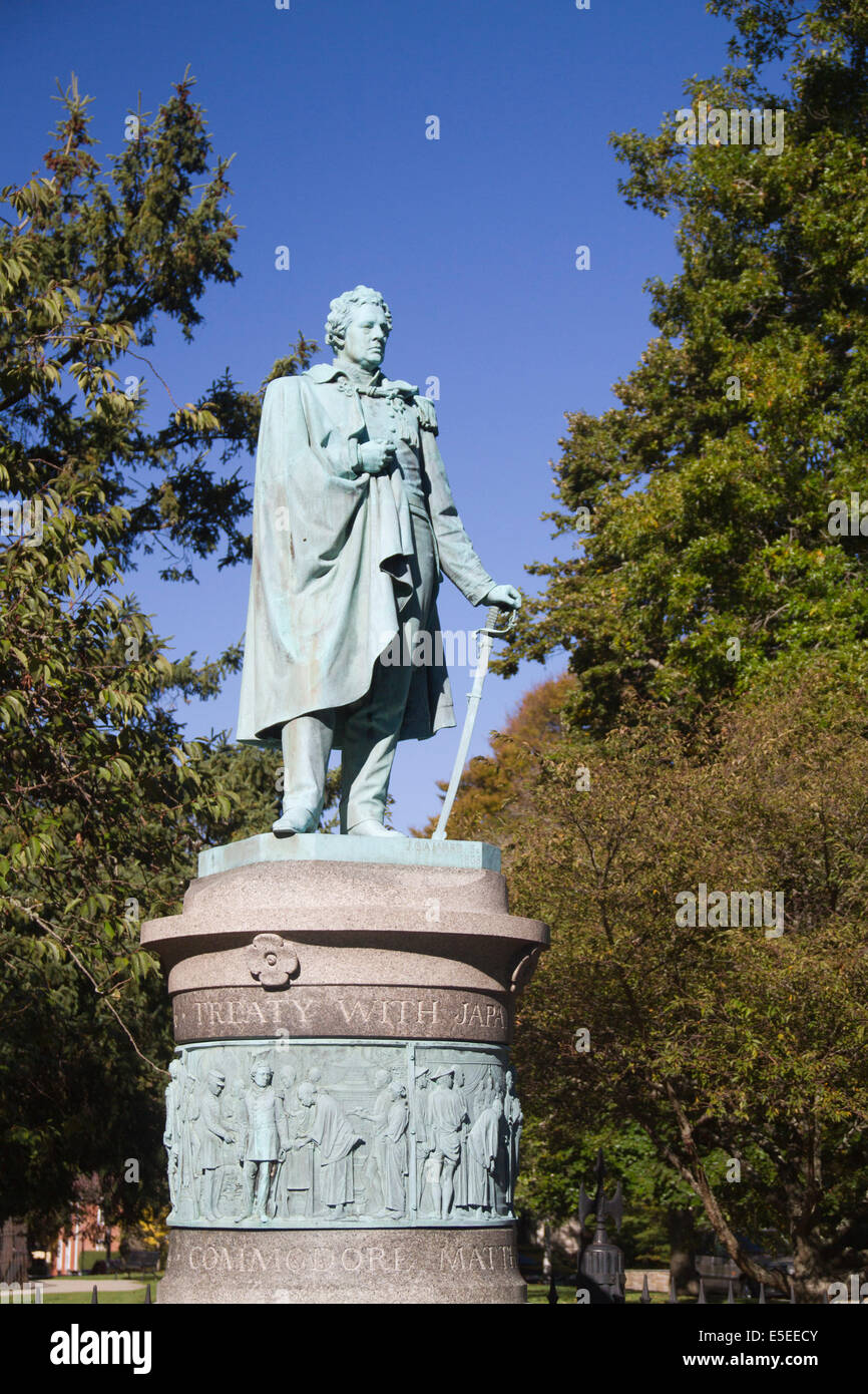Statue of Matthew Perry of the U.S. Navy who opened up Japan.Newport,Rhode Island Stock Photo