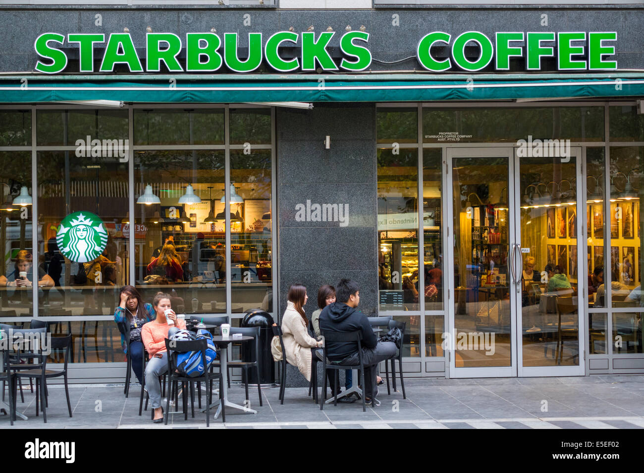 Melbourne Australia,Swanston Street,Starbucks Coffee,barista,front