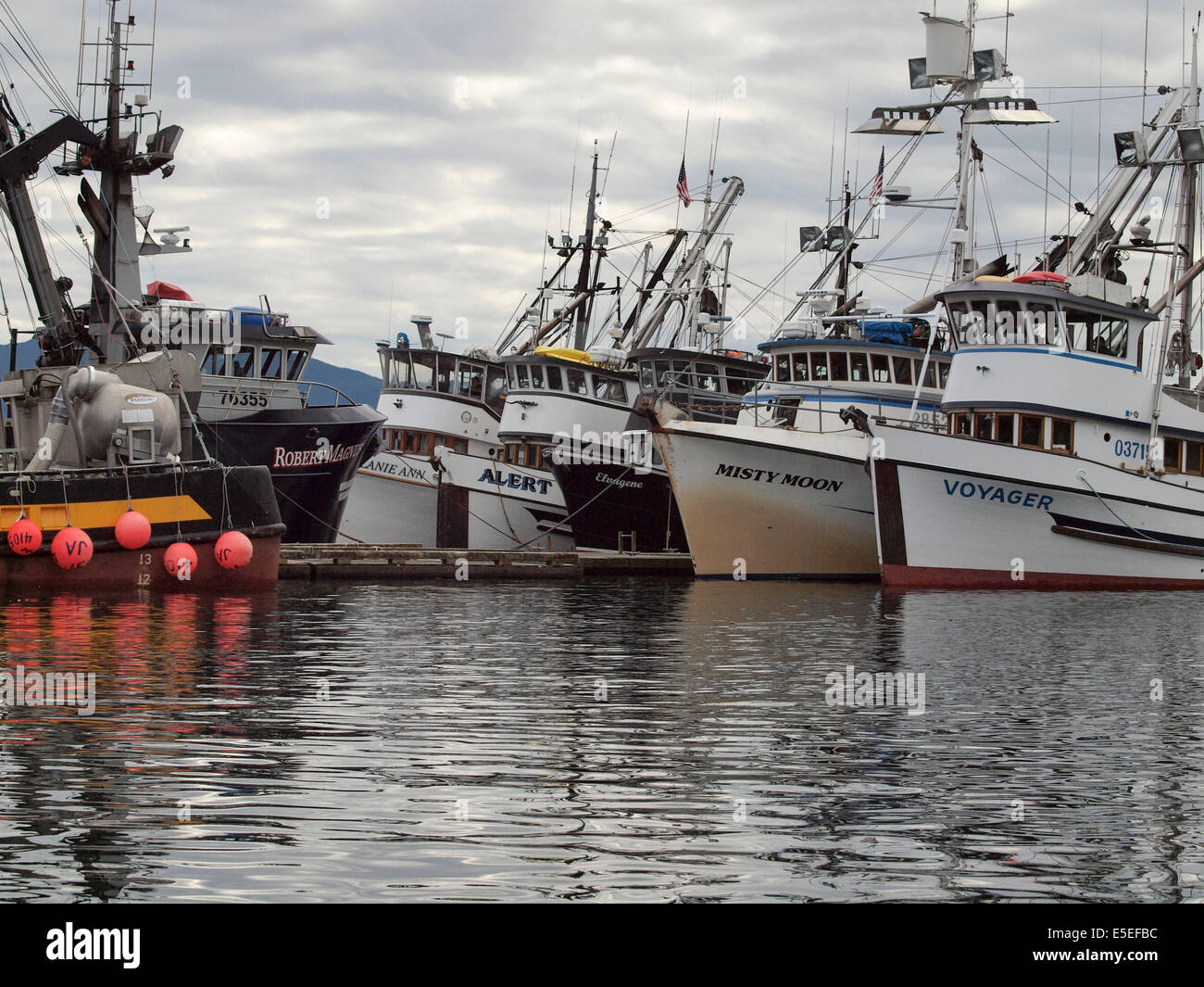 Salmon Seiner fleet Southeast Alaska Stock Photo