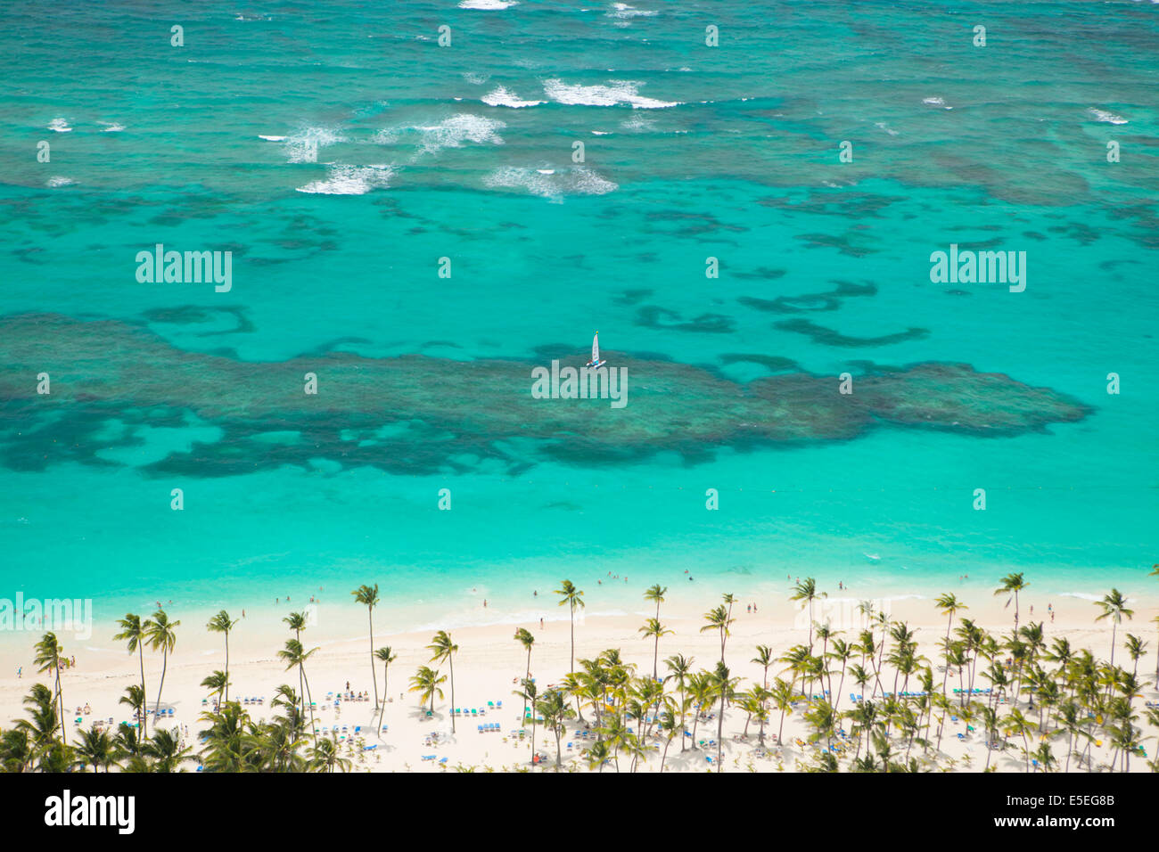 Aerial shot of Bavaro beach, Punta Cana, Dominican Republic Stock Photo