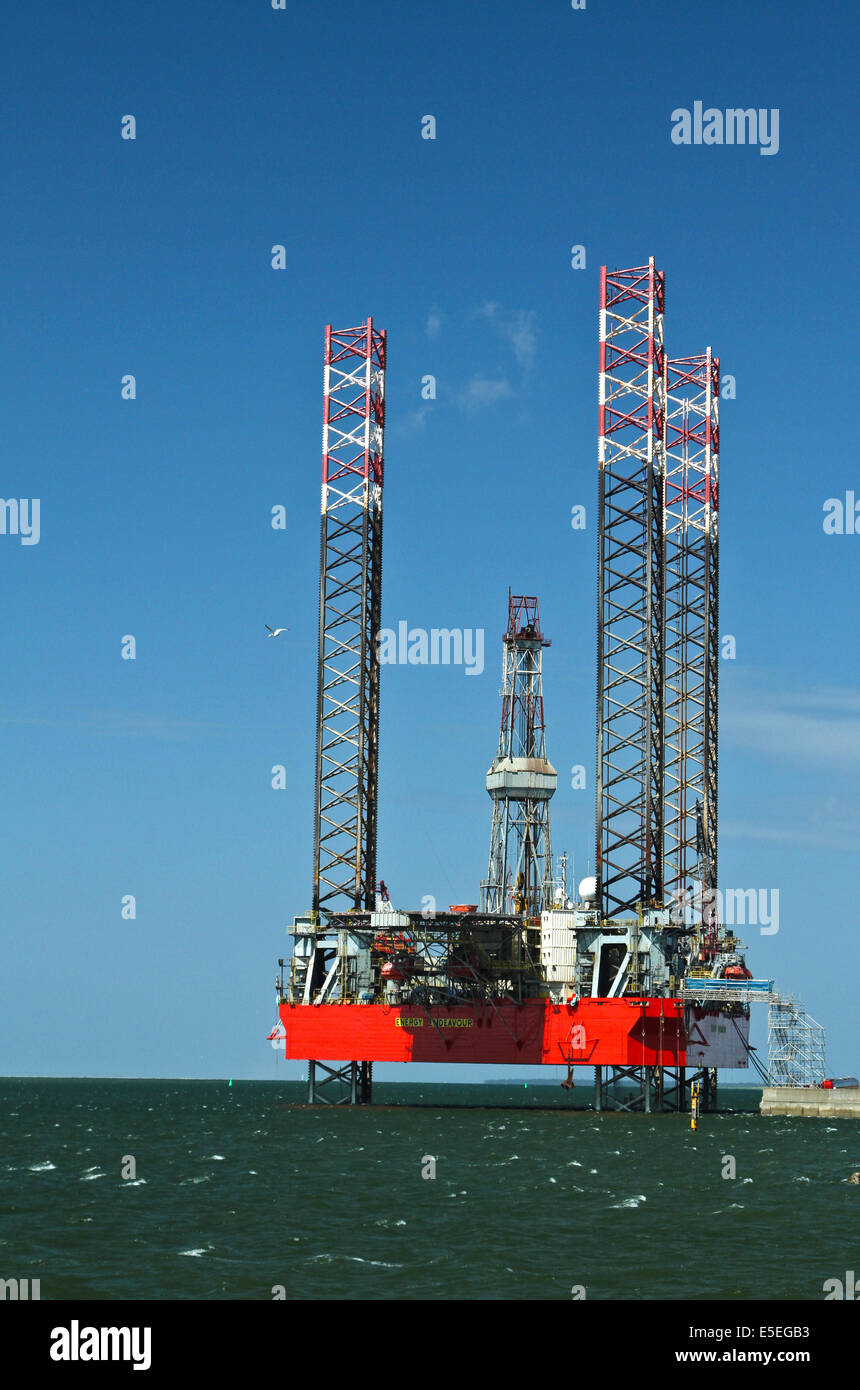 Oil rig Energy Endeavour in Esbjerg denmark for refurbishing Stock Photo