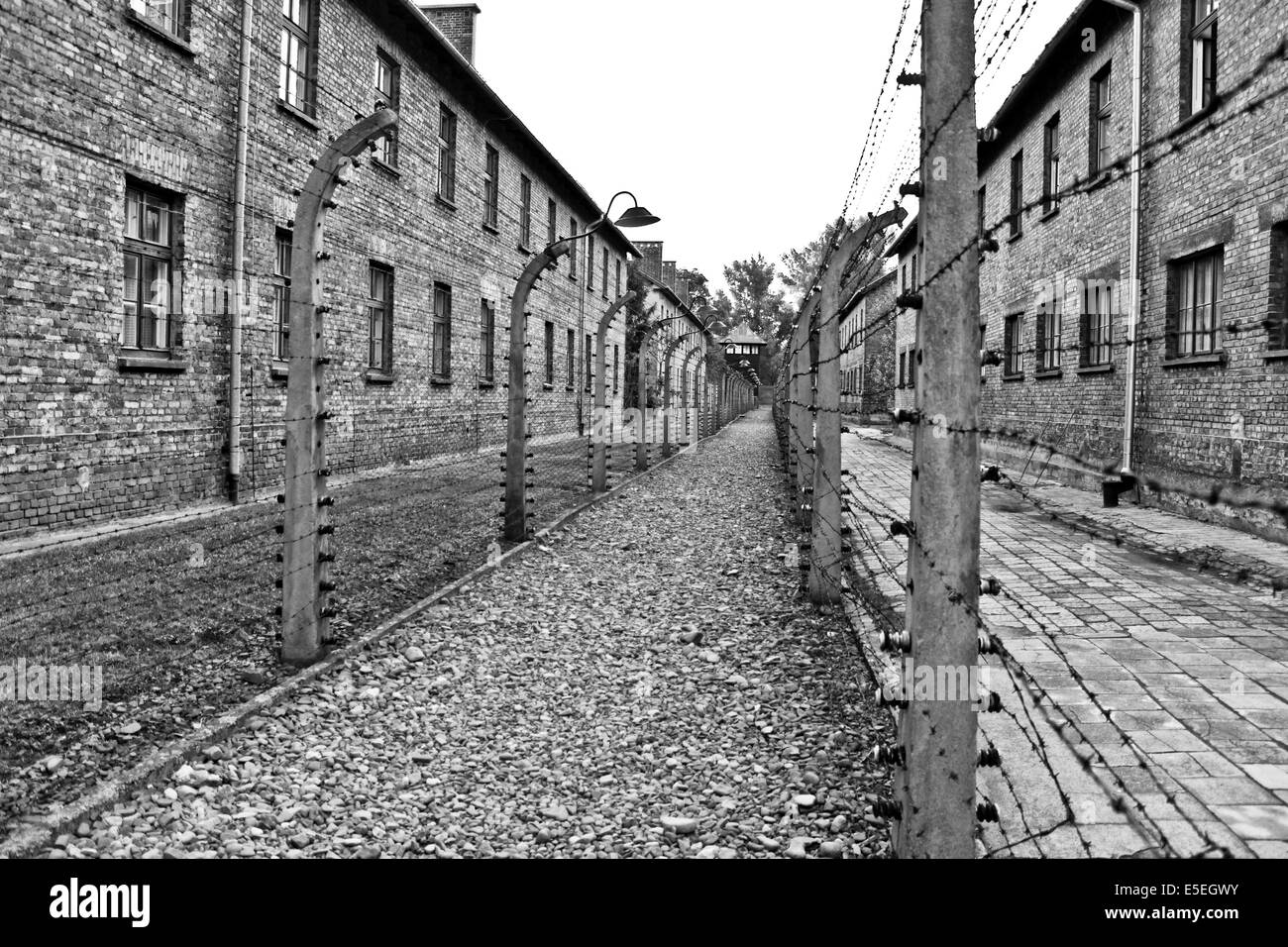 Auschwitz-birkenau nazi concentration and extermination camp. Stock Photo