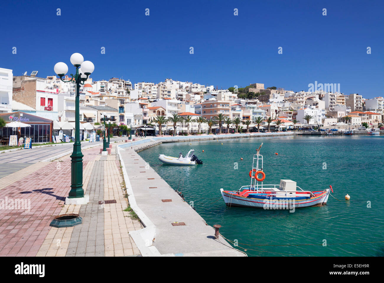 Harbour promenade of Sitia, Eastern Crete, Crete, Greece Stock Photo