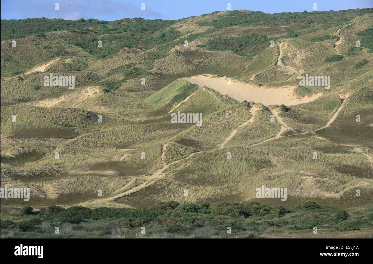 France, Normandie, manche, dunes de biville, anse de vauville, crateres